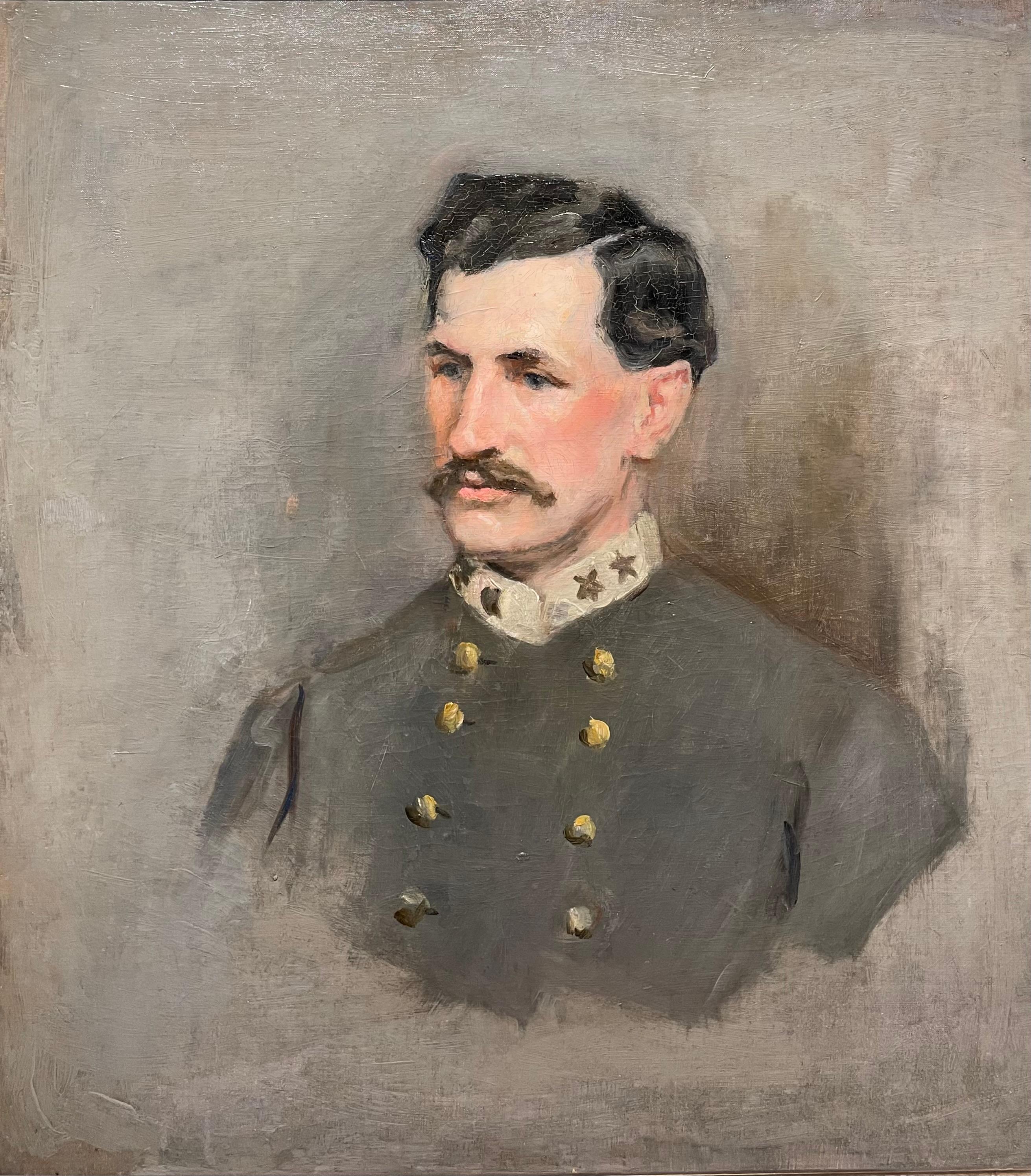 A striking antique portrait oil painting of an American Civil War Colonel. TThe work comes from a family in Connecticut who said it is a portrait of Confederate Army Lieutenant Colonel Archer Anderson from Richmond Virginia. Oil on canvas with an