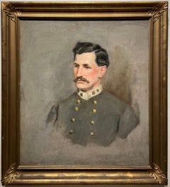 Antique Southern School Civil War Army Portrait Oil Painting Col Archer Anderson