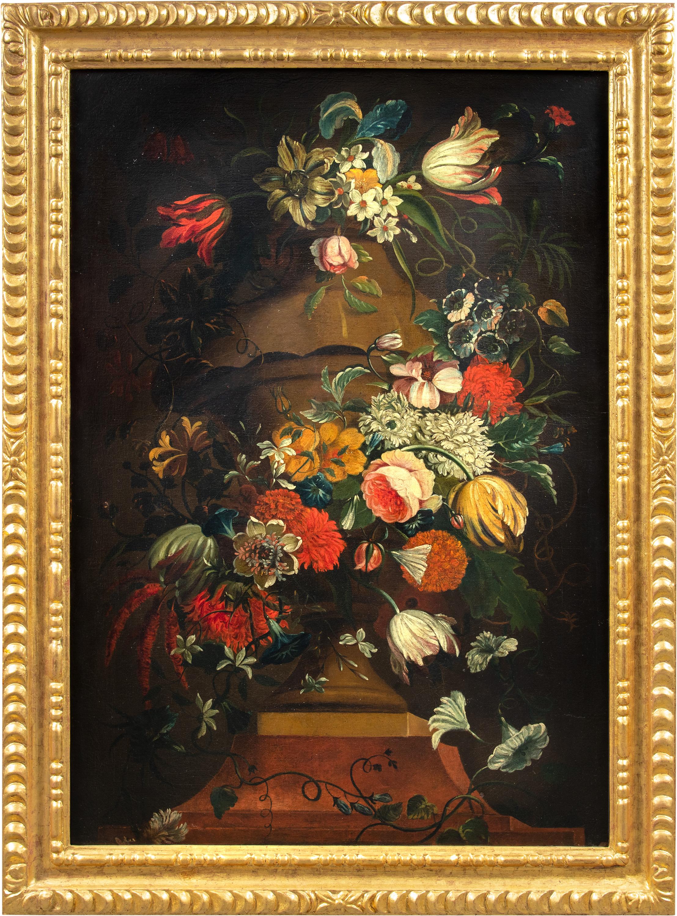 Unknown Still-Life Painting - Antique Still Life painter - 18th century Italian painting - flowers vase 