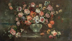 Antico pittore di nature morte - Quadro italiano del XIX secolo - Fiori