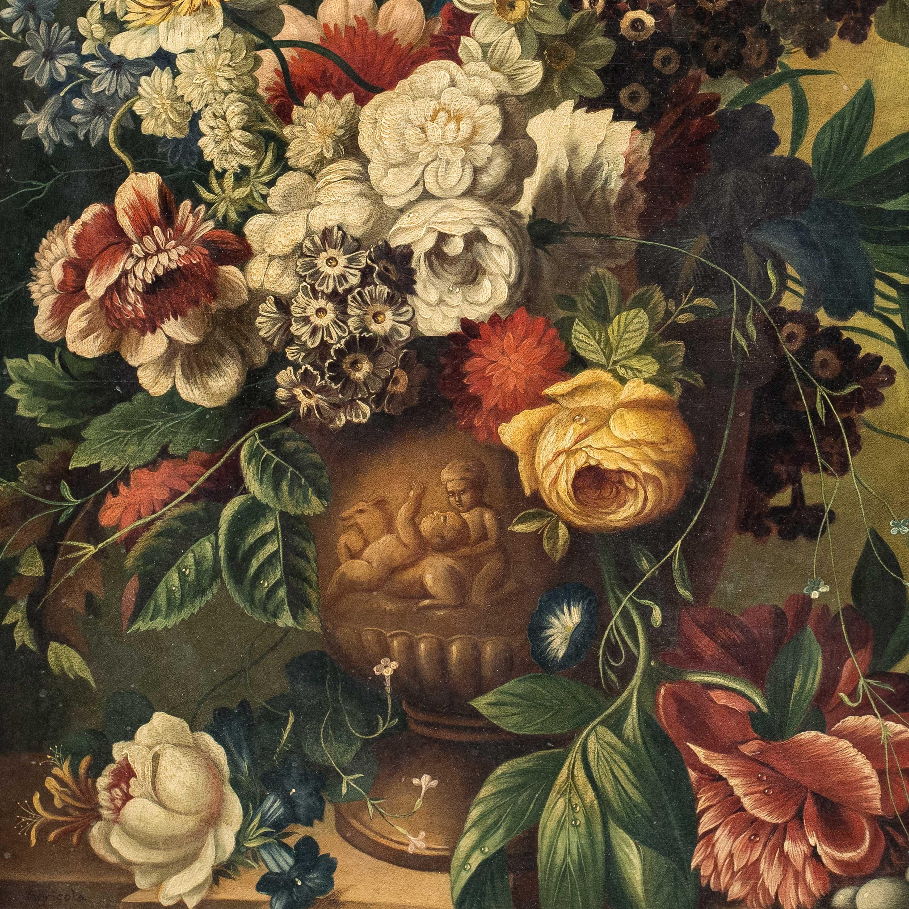 Antico pittore di nature morte (Italyl) - 19°-20° Pittura di nature morte - Fiori - Painting di Unknown