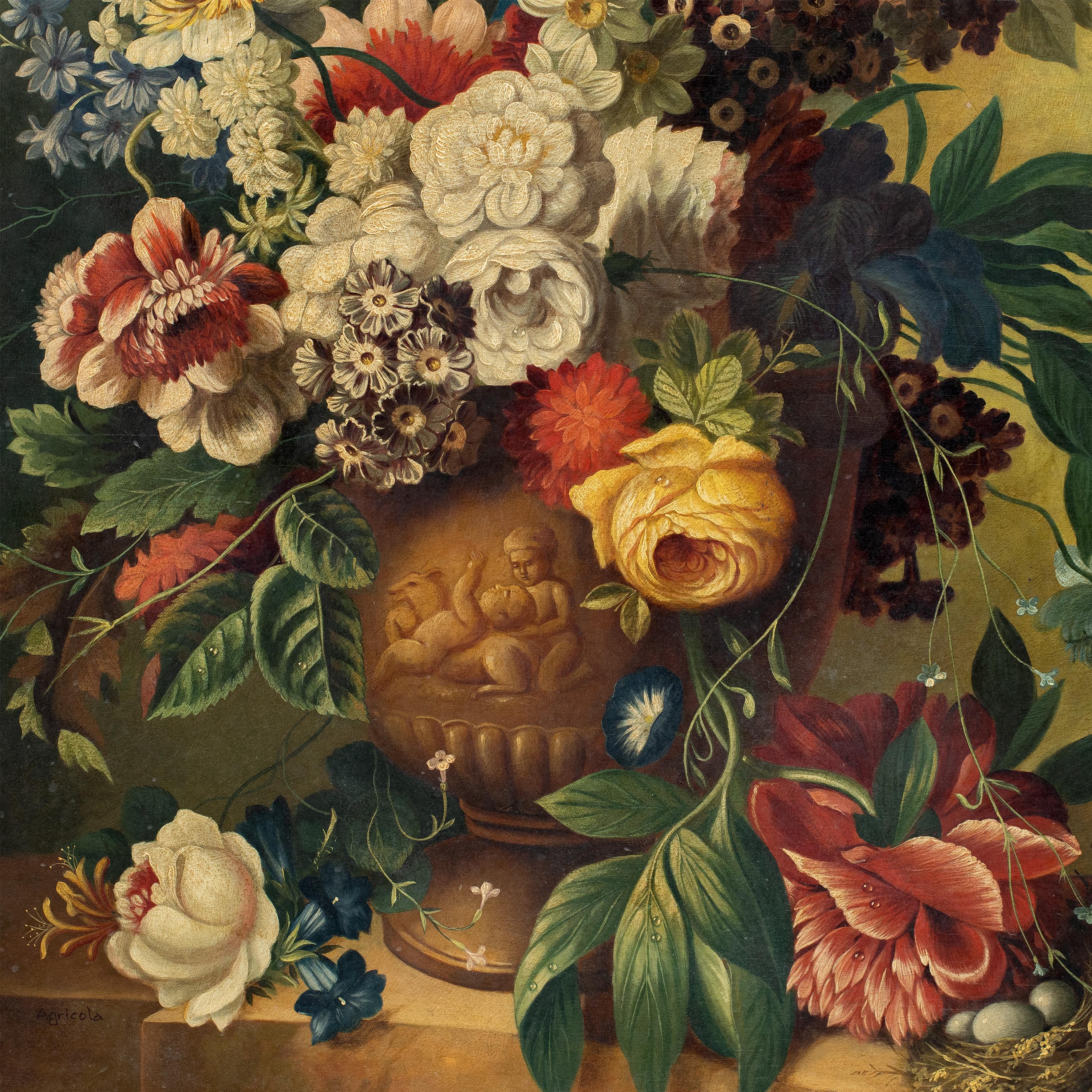 Antiker Stilllebenmaler (Italyl) – Stilllebenmaler des 19. und 20. Jahrhunderts – Blumen – Painting von Unknown