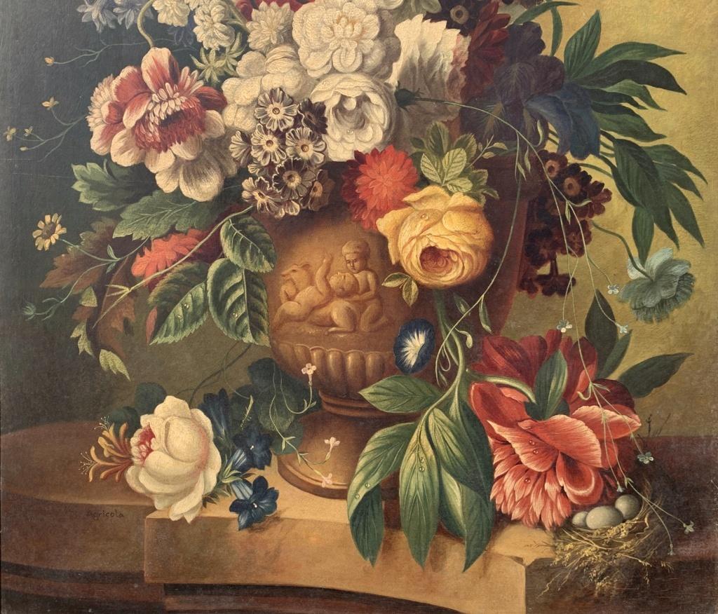Antique still life painter (Italyl) - 19th-20th Still life painting - Flowers For Sale 1