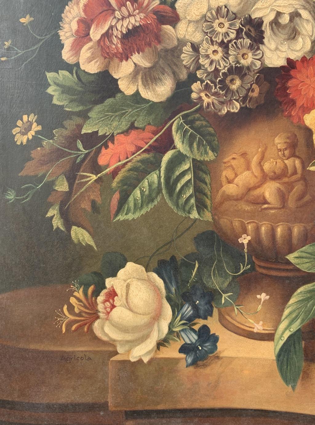 Antique still life painter (Italyl) - 19th-20th Still life painting - Flowers For Sale 5