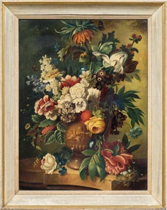 Peintre de natures mortes antique (Italyl) - 19e-20e Peintures de natures mortes - Fleurs