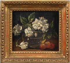 Antique Still Life painter - Late 18th century painting - Cherries - Oil on pane