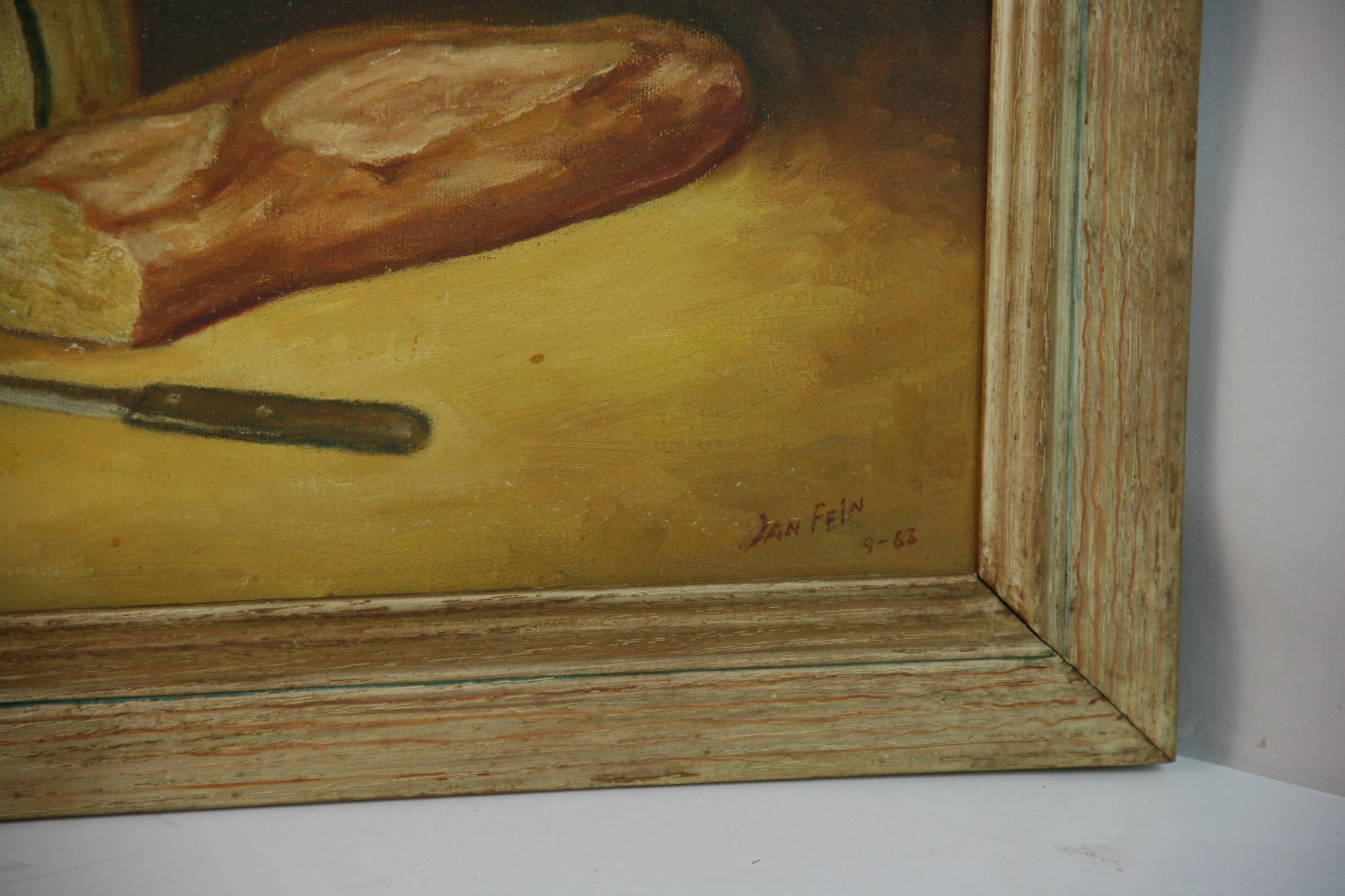 Antique Still Life Table Setting Bread and Wine For Sale 1