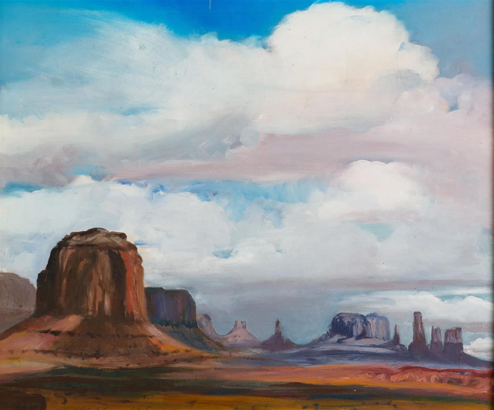 Antique Western Impressionist Landscape Monument Valley Arizona Oil Painting  For Sale 1