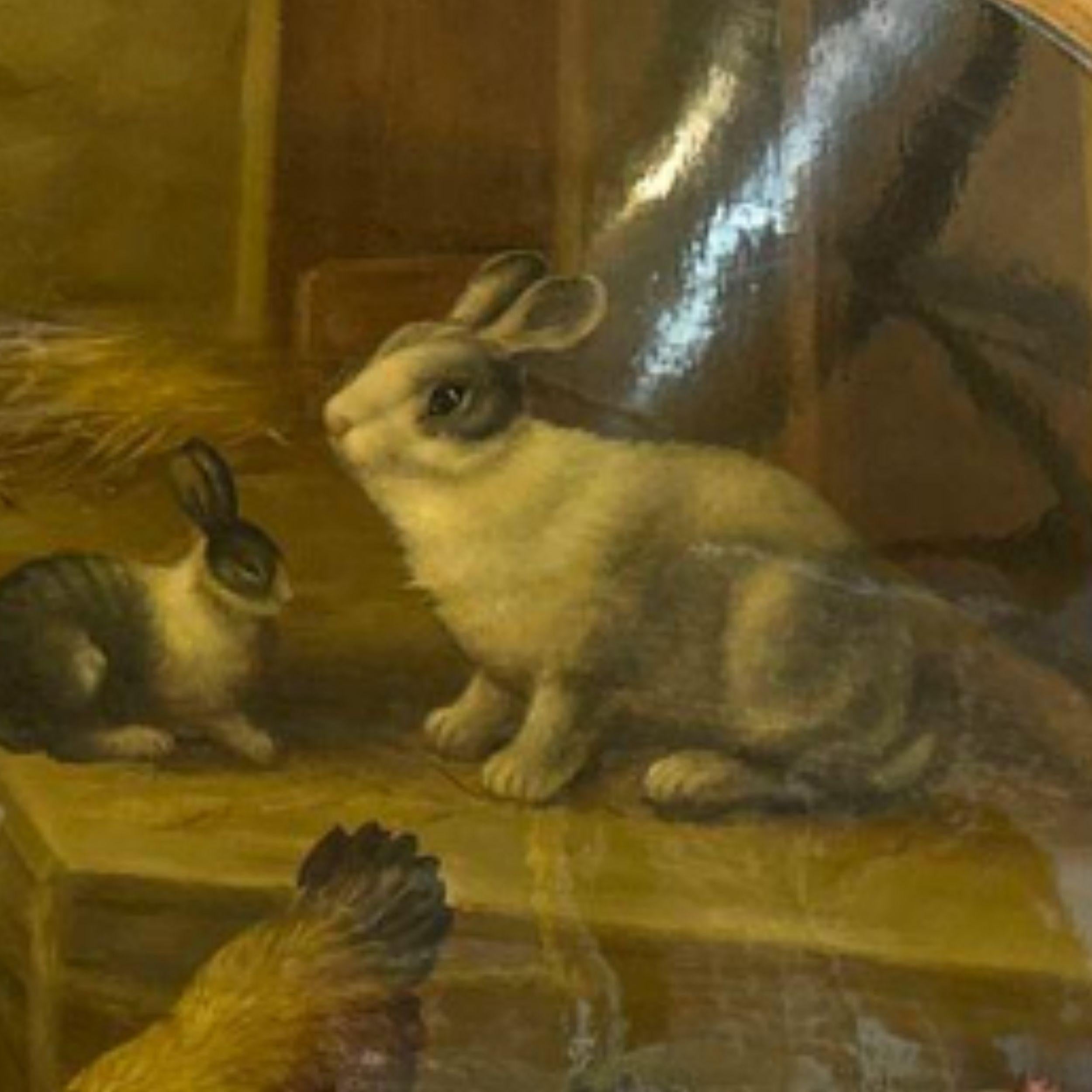 Antike Wildtierkunst des gemütlichen Tierschutzes auf ovalem konvexen Holz im Angebot 5