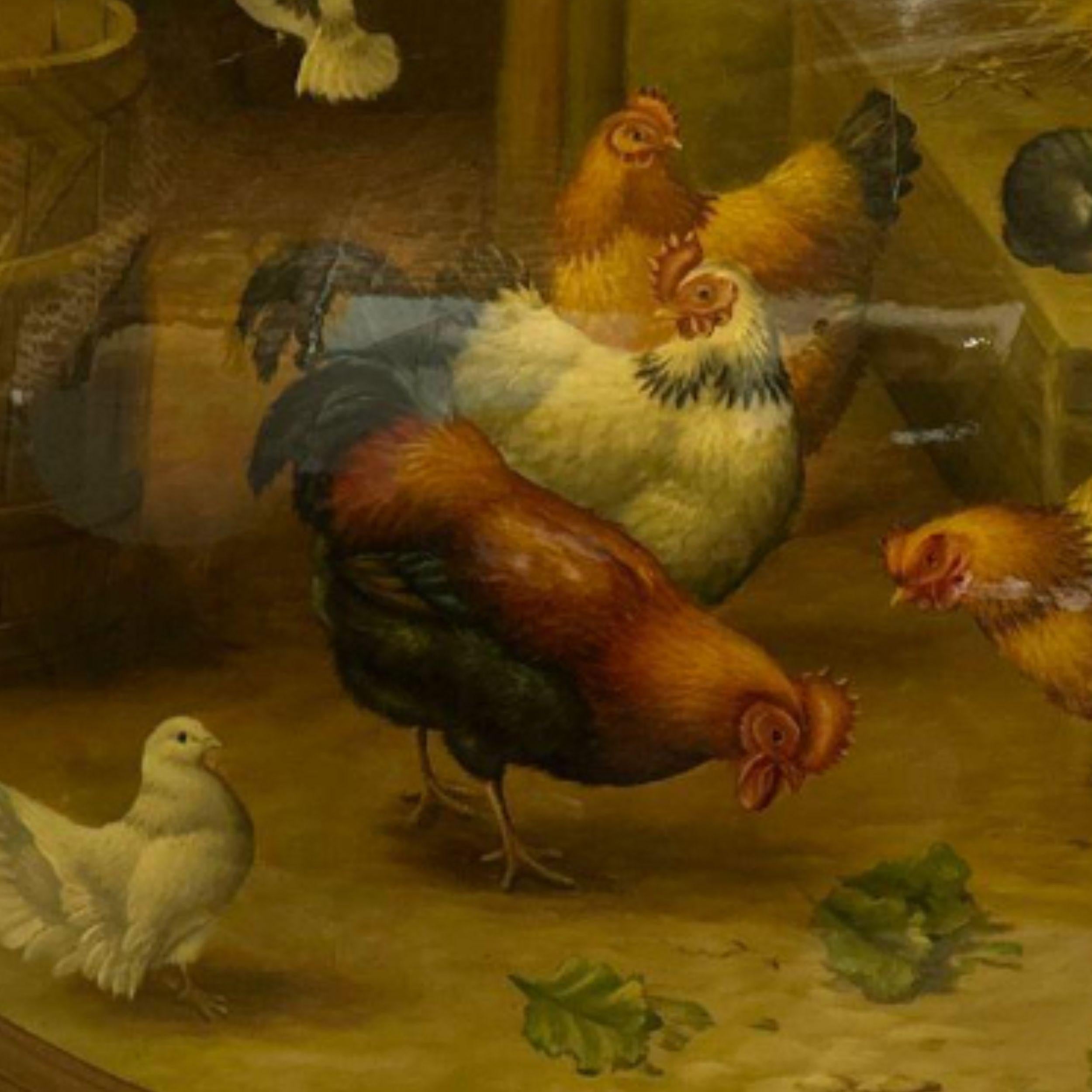 Antike Wildtierkunst des gemütlichen Tierschutzes auf ovalem konvexen Holz im Angebot 3