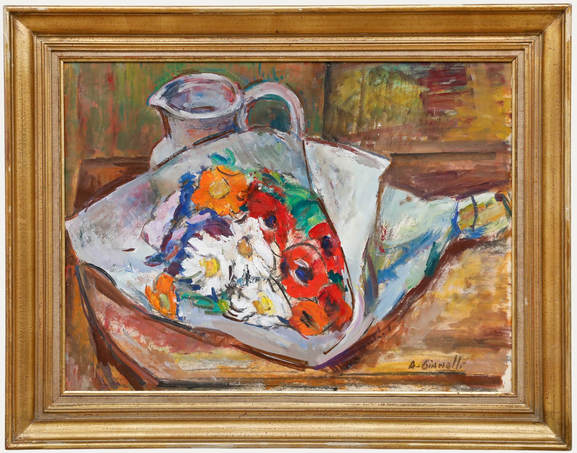 Unknown Still-Life Painting - Antoine Marius Gianelli (1896-1983) - Acrylic, A Beautiful Bouquet
