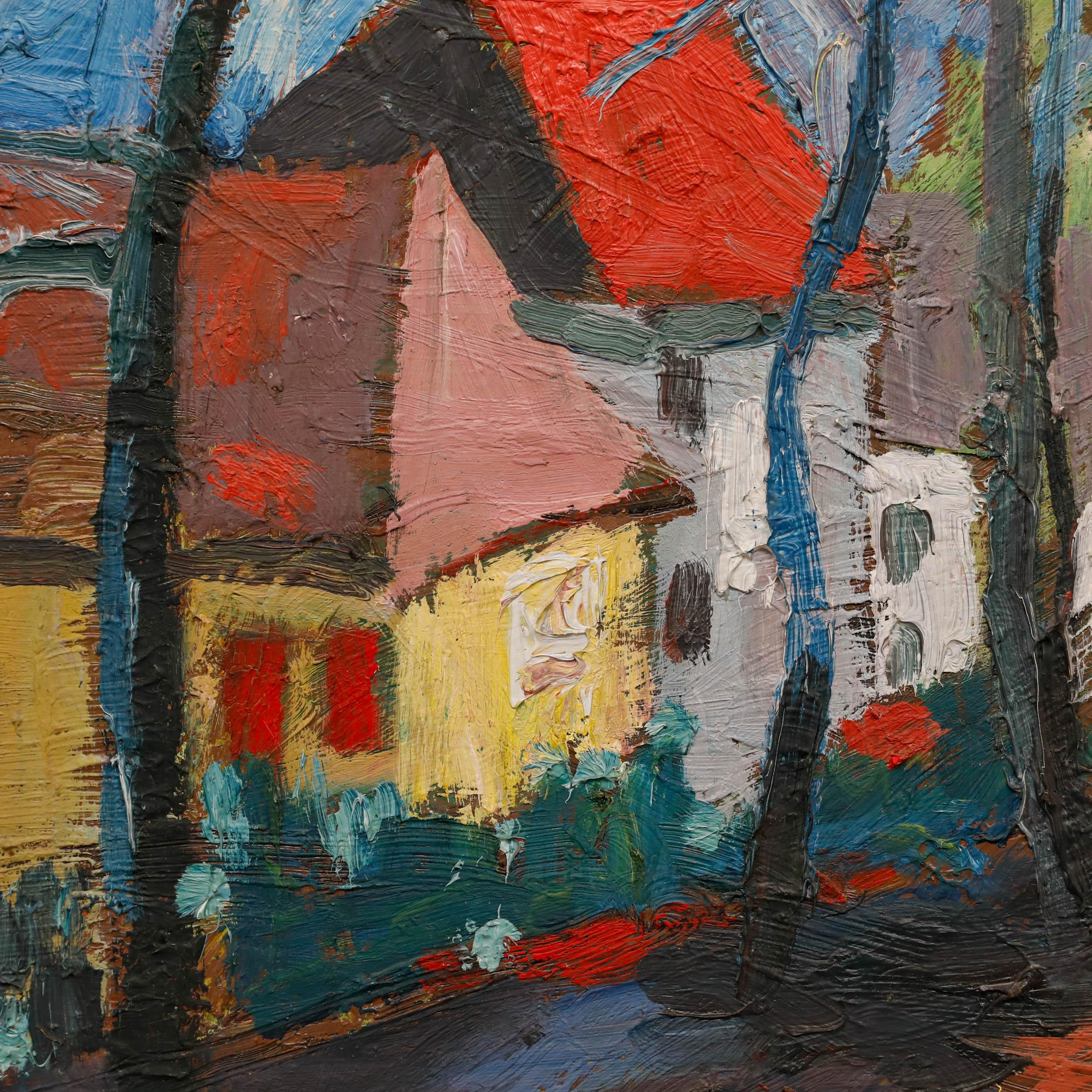 Anton Gold (1914-1970) - 1952 Óleo, Calle del pueblo 1