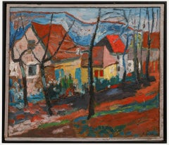 Anton Gold (1914-1970) - 1952 Óleo, Calle del pueblo