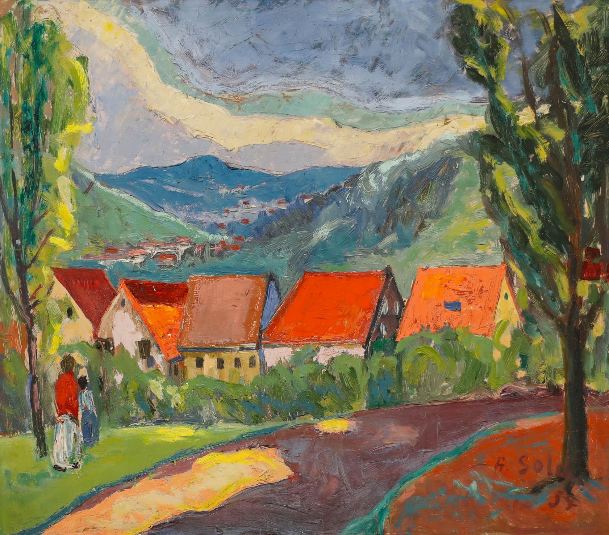 Anton Gold (1914-1970) - 1959 Óleo, Aldea suaba - Painting de Unknown