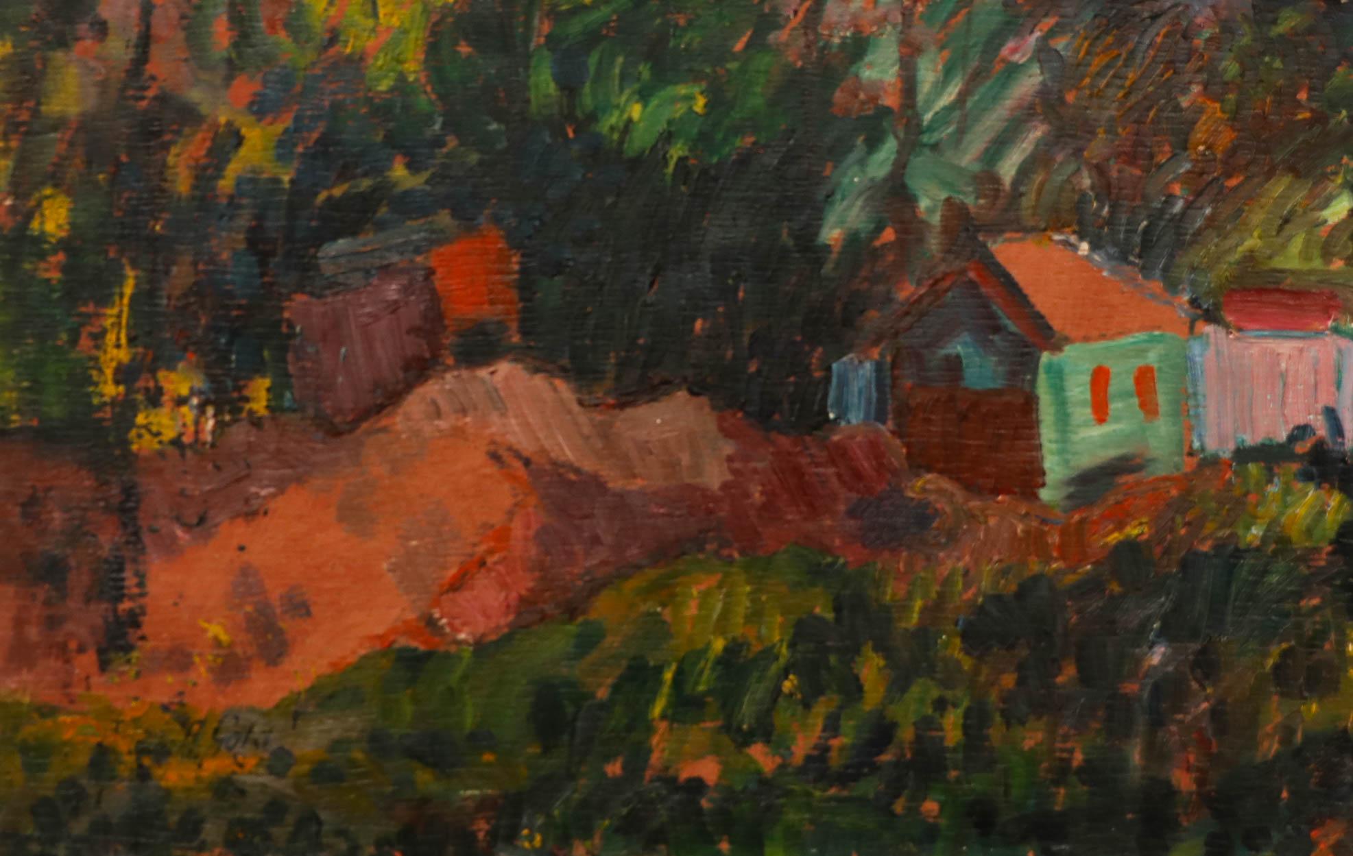 Unknown Landscape Painting - Anton Gold (1914-1970) - 1961 Oil, Summer Chalets
