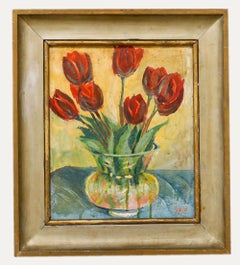 Anton Gold (1914-1970) - 1962 Oil, Red Tulips