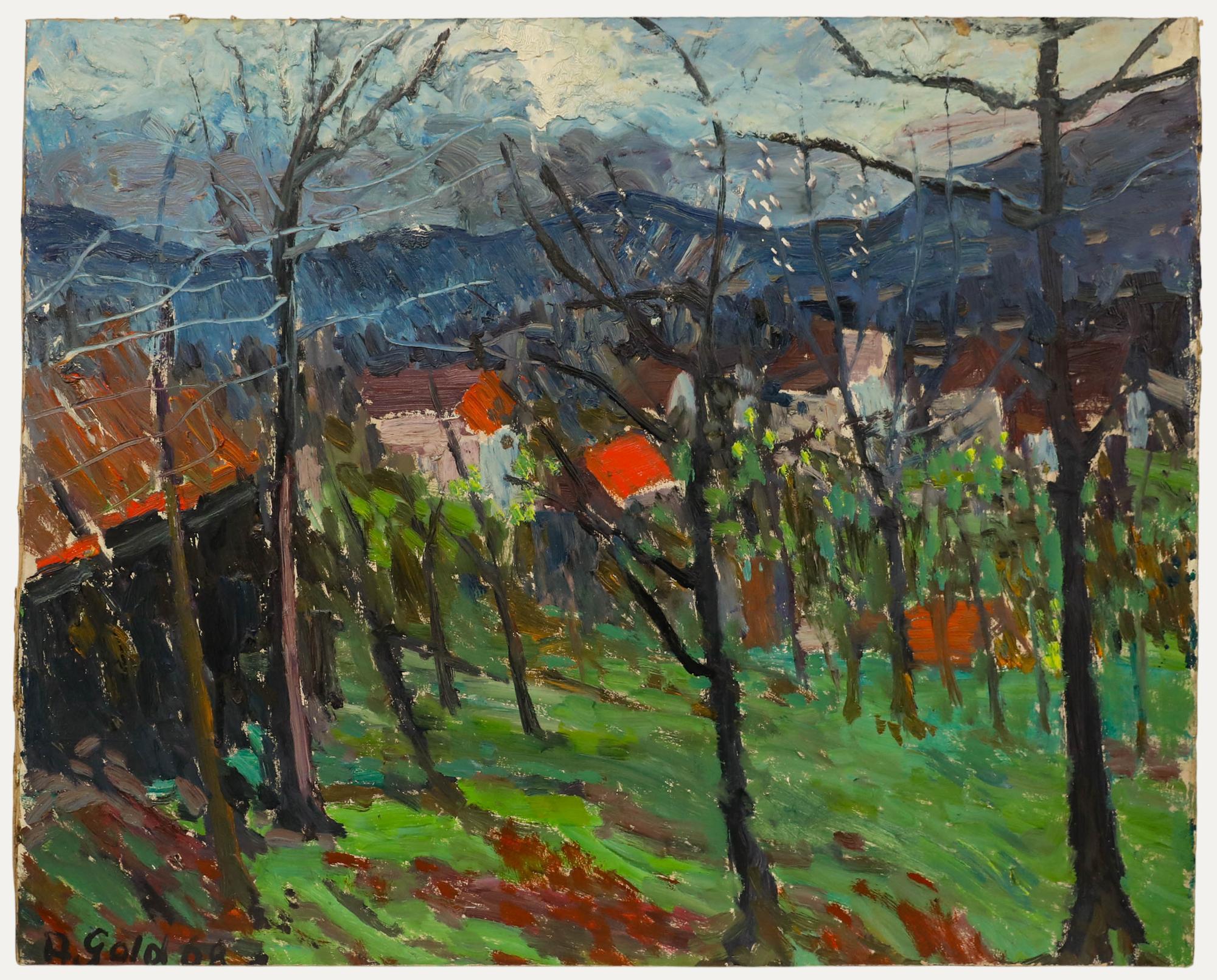 Unknown Landscape Painting - Anton Gold (1914-1970) - 1968 Oil, In Evening Light