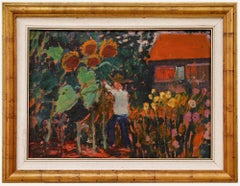 Anton Gold (1914-1970) - Óleo de mediados del siglo XX, Jardín en flor