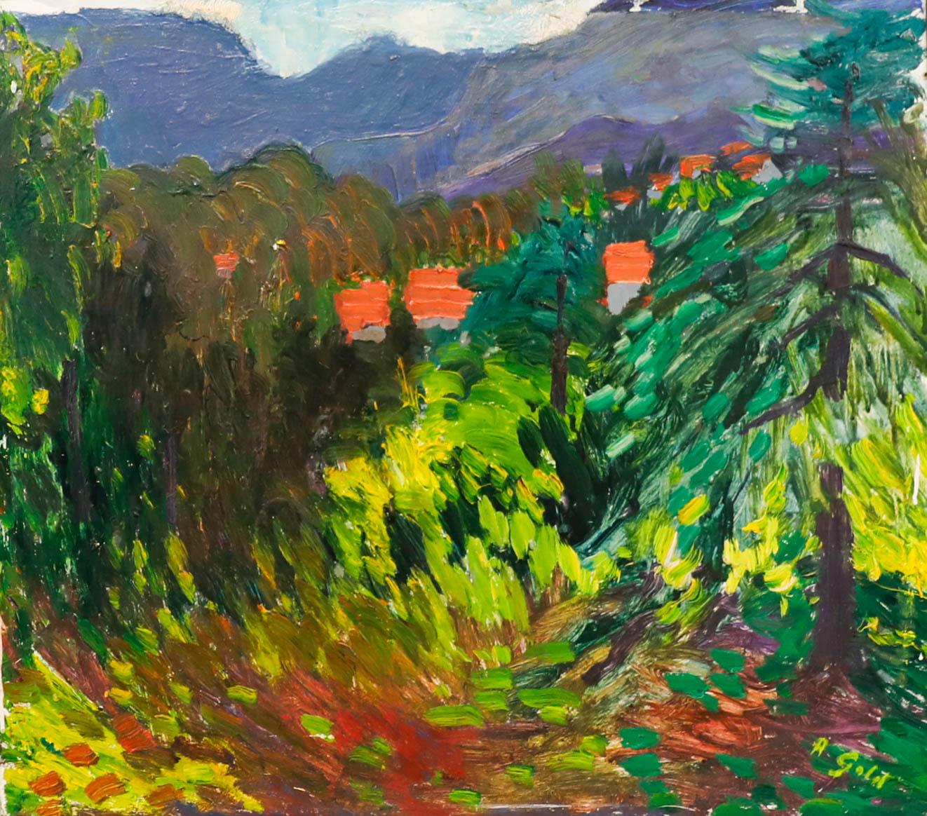 Anton Gold (1914-1970) - Mid 20th Century Oil, Swabian Summer Landscape - Painting by Unknown