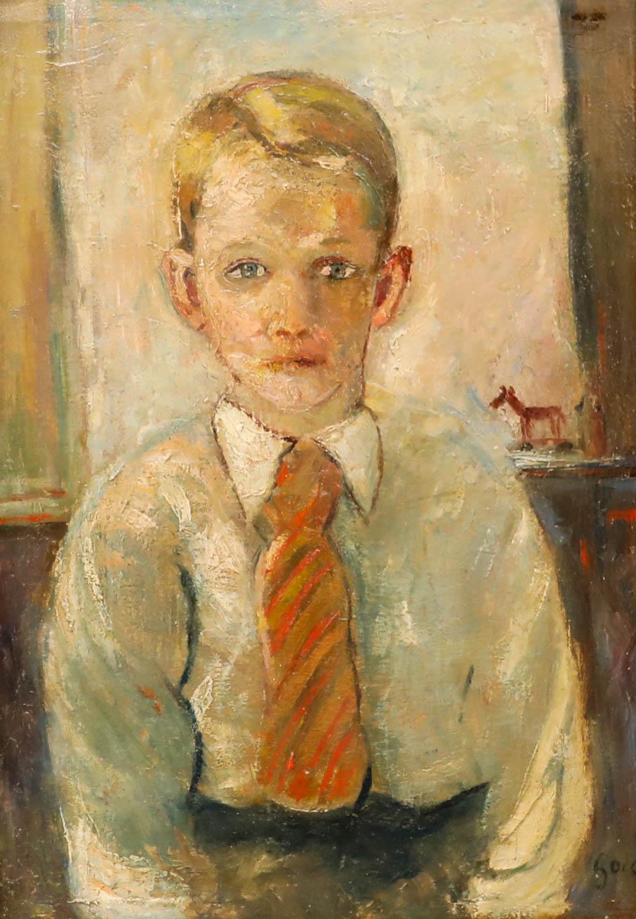 Anton Gold (1914-1970) - Ölgemälde, Der Schulboy, Mitte des 20. Jahrhunderts – Painting von Unknown