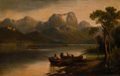 Anton Pickert - Late 19th Century Oil, Rowing Boats on a Lake