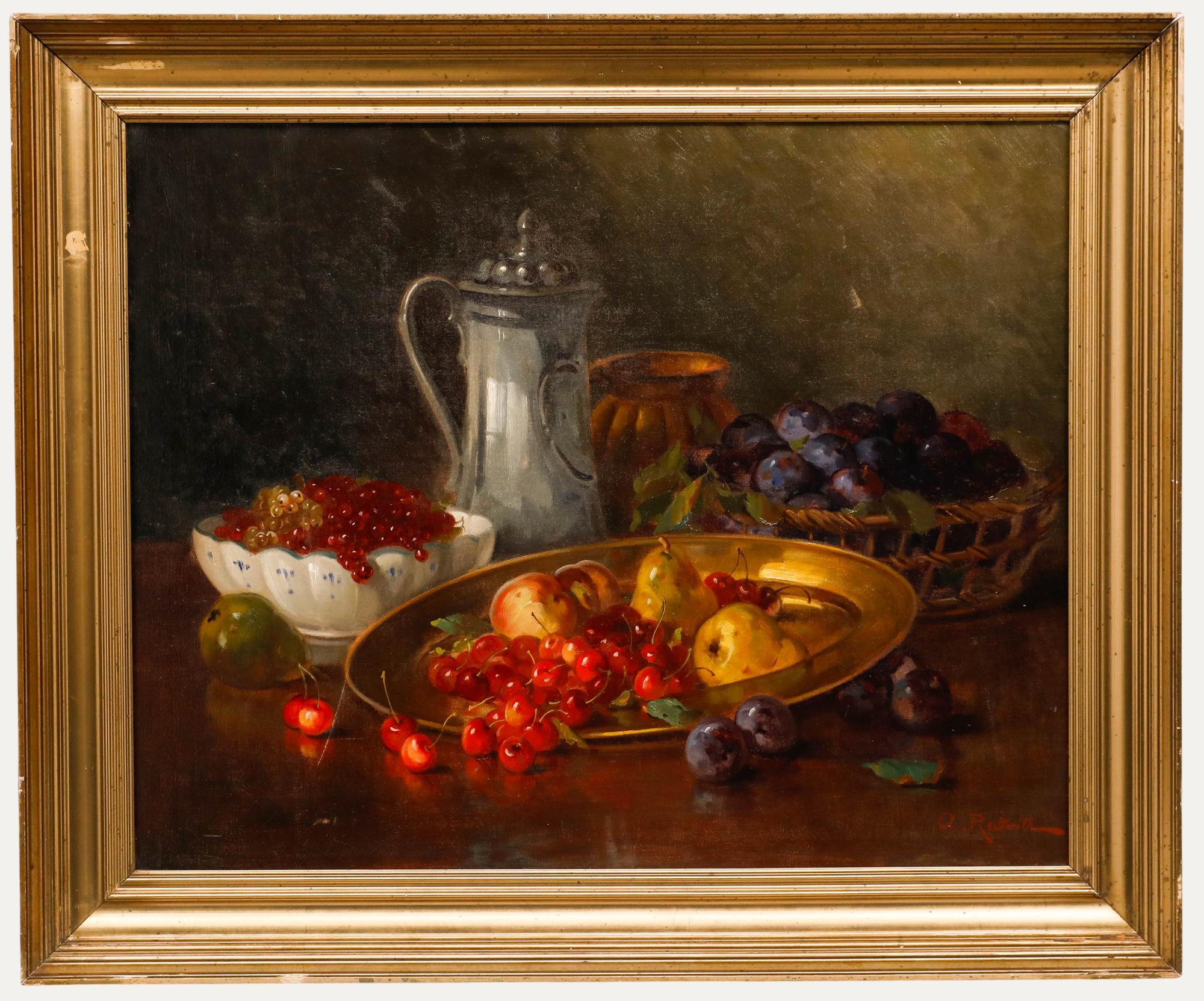 Anton Raufer-Redtwitz (1871-1965) – Öl, Stillleben mit Kirschen