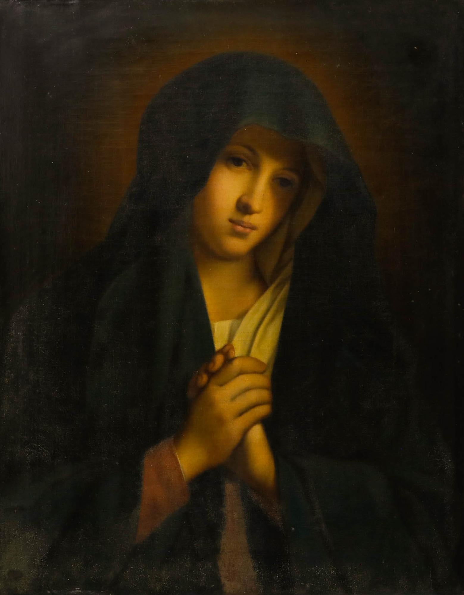Antonio Sasso (1834-1905) d'après Sassoferrato - Huile italienne, La Mater Dolorosa - Painting de Unknown