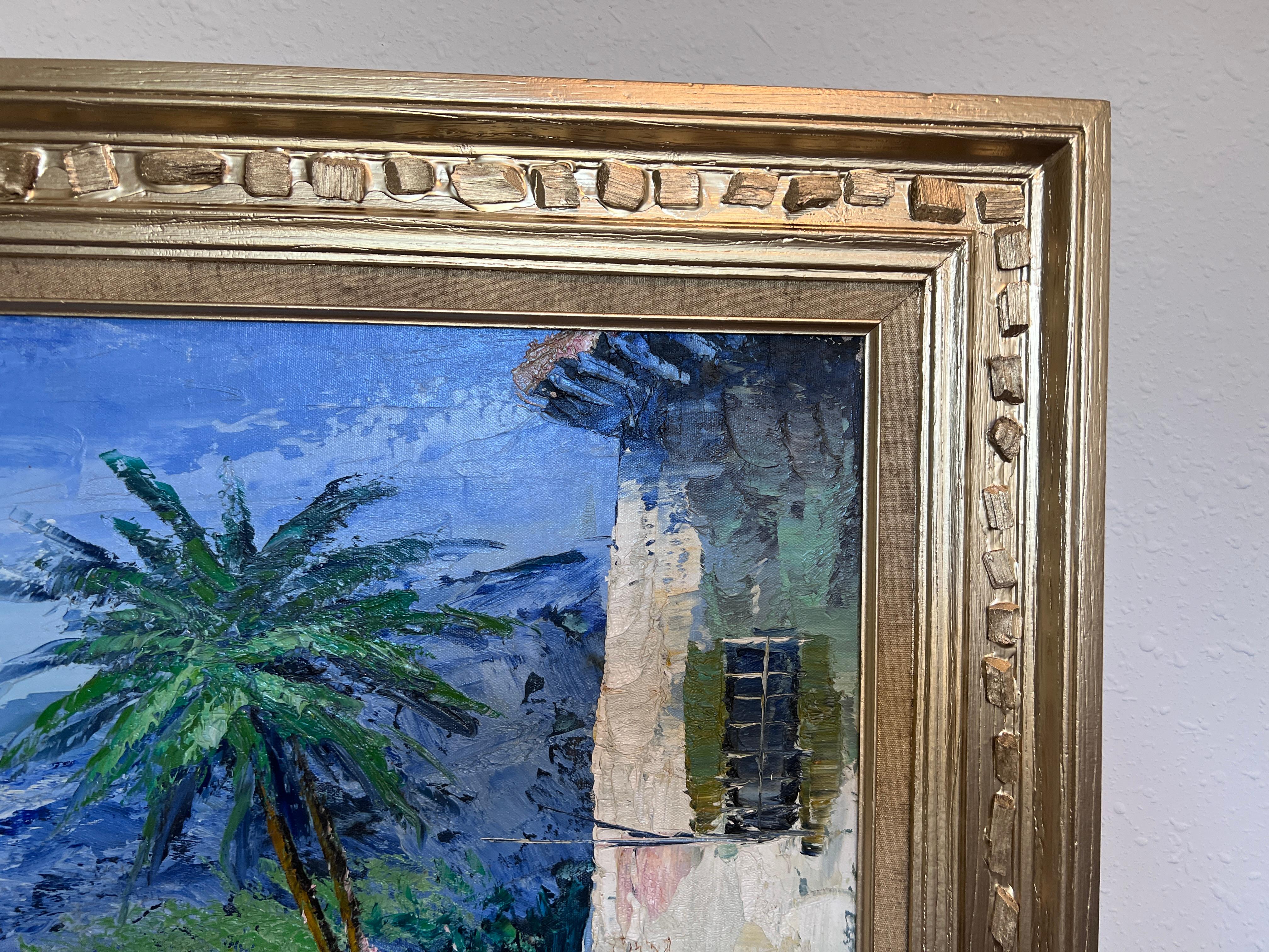 Antoniou Signiertes Original-Ölgemälde, Meereslandschaft, Küstenszene, gerahmte Vintage-Kunst im Angebot 1