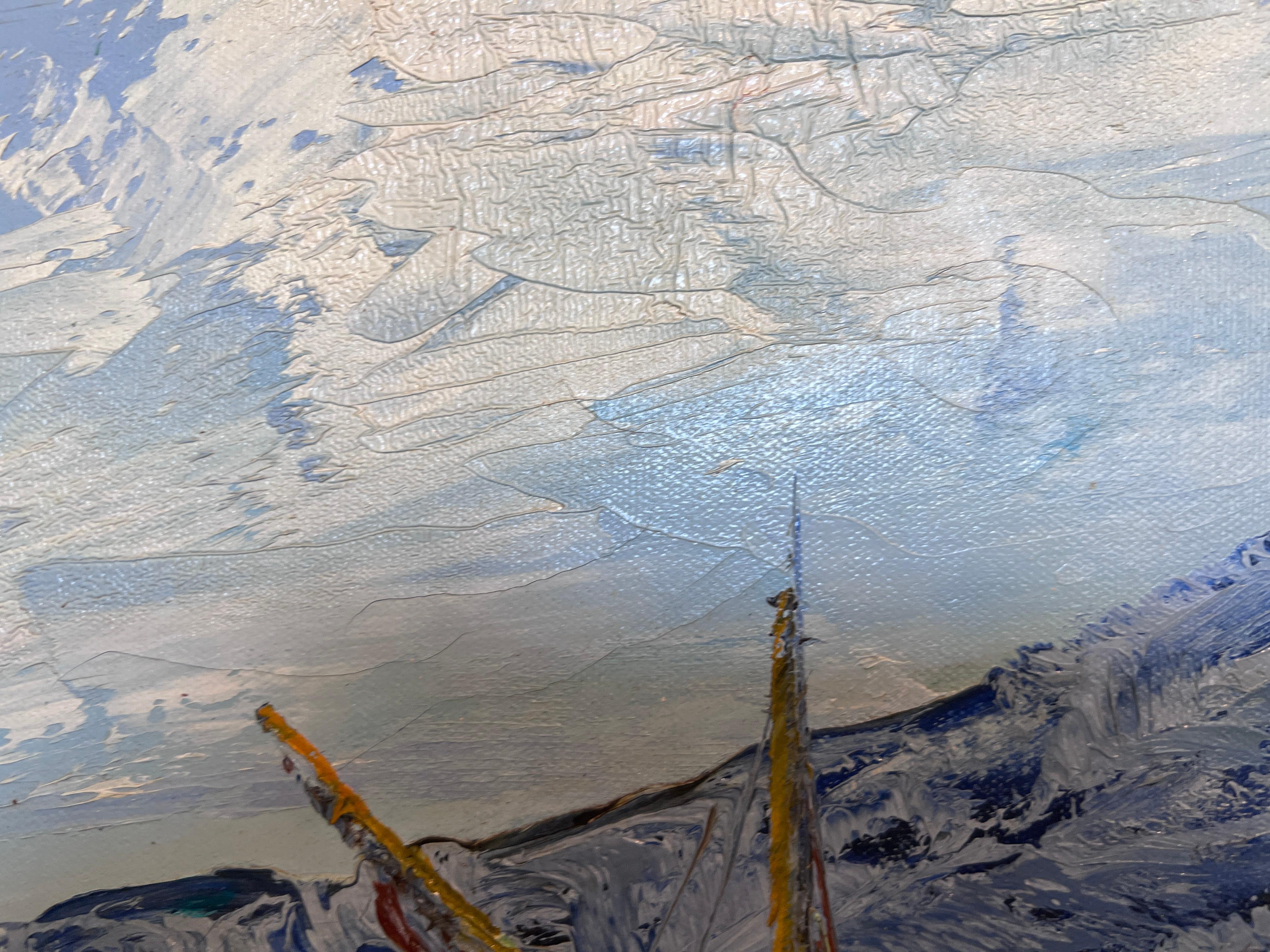 Antoniou Signiertes Original-Ölgemälde, Meereslandschaft, Küstenszene, gerahmte Vintage-Kunst im Angebot 4