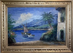 Antoniou Signed Original Oil Painting Seascape, Coastal Scene Framed Vintage Art