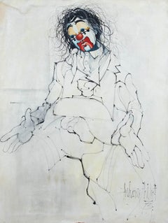 Vintage Antony Litri - 20th Century Oil, Portrait of a Clown