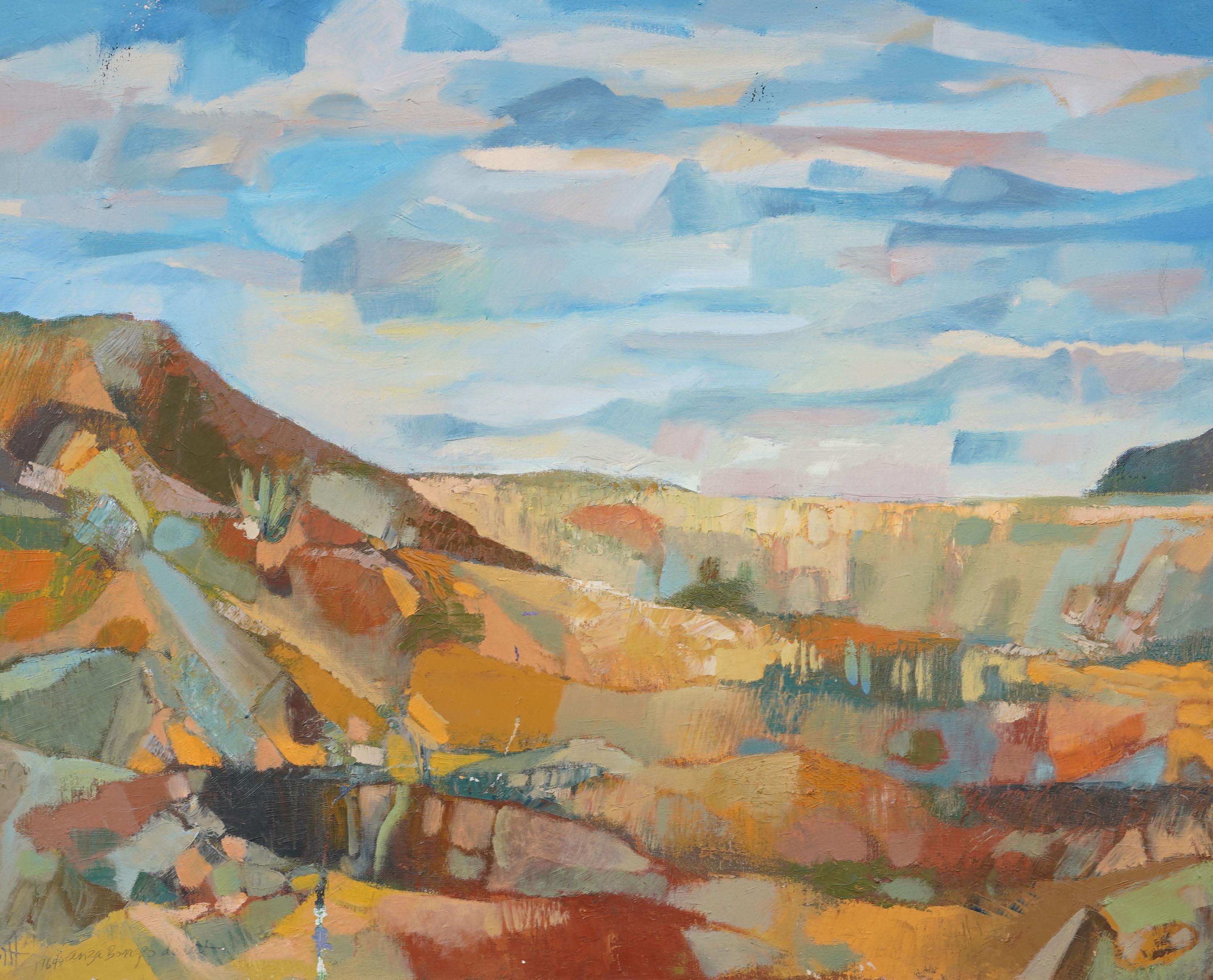 Anza-Borrego Desert California Modernist Large Landscape Framed Oil Painting For Sale 2