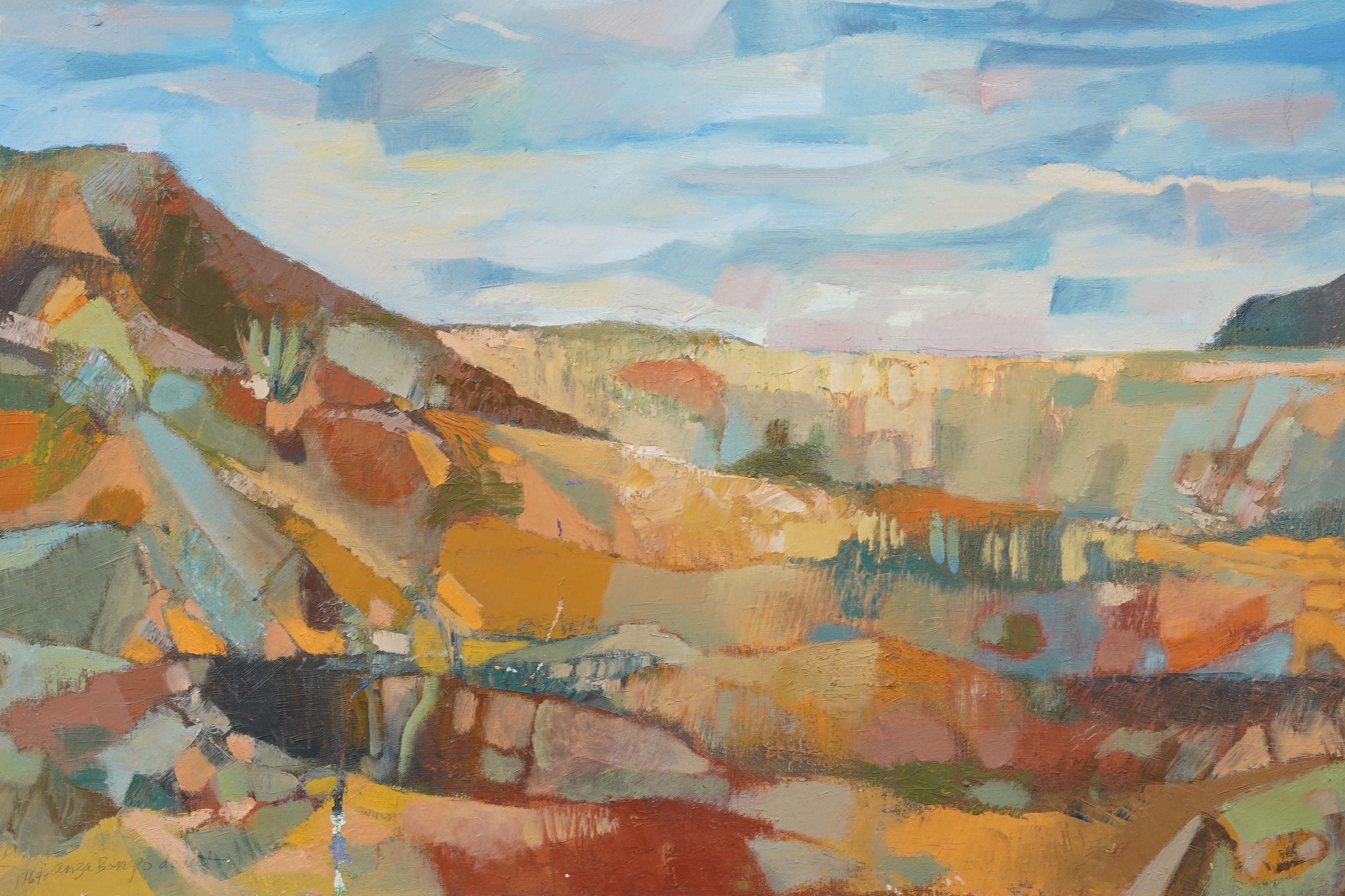 Anza-Borrego Desert California Modernist Large Landscape Framed Oil Painting For Sale 4