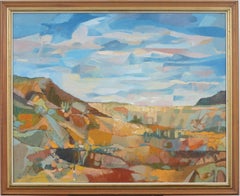 Anza-Borrego Desert California Modernist Large Landscape Framed Oil Painting