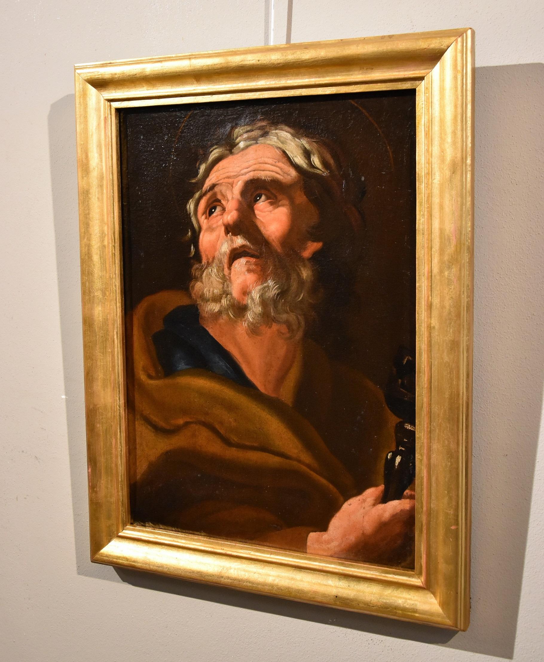 Apostle Peter Roman school Paint Oil on canvas Old master 17th Century Italian 9