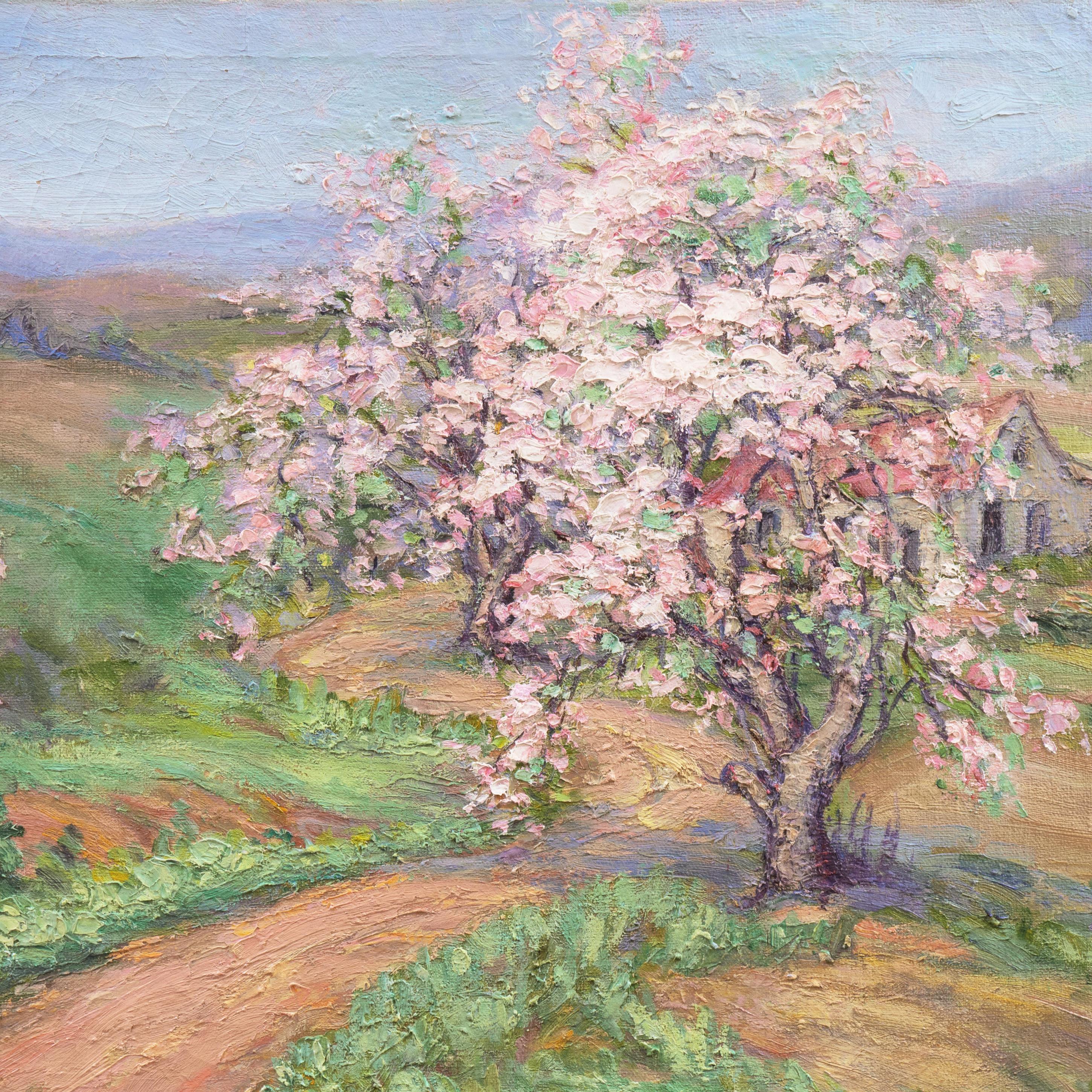 Apple Blossoms - American Impressionist Painting by Unknown