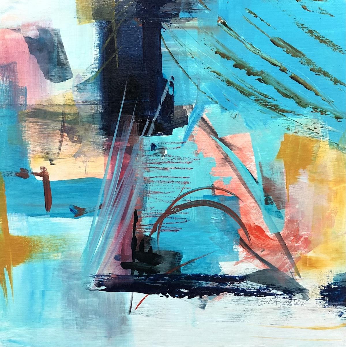 Unknown Abstract Painting – Aqua Abend