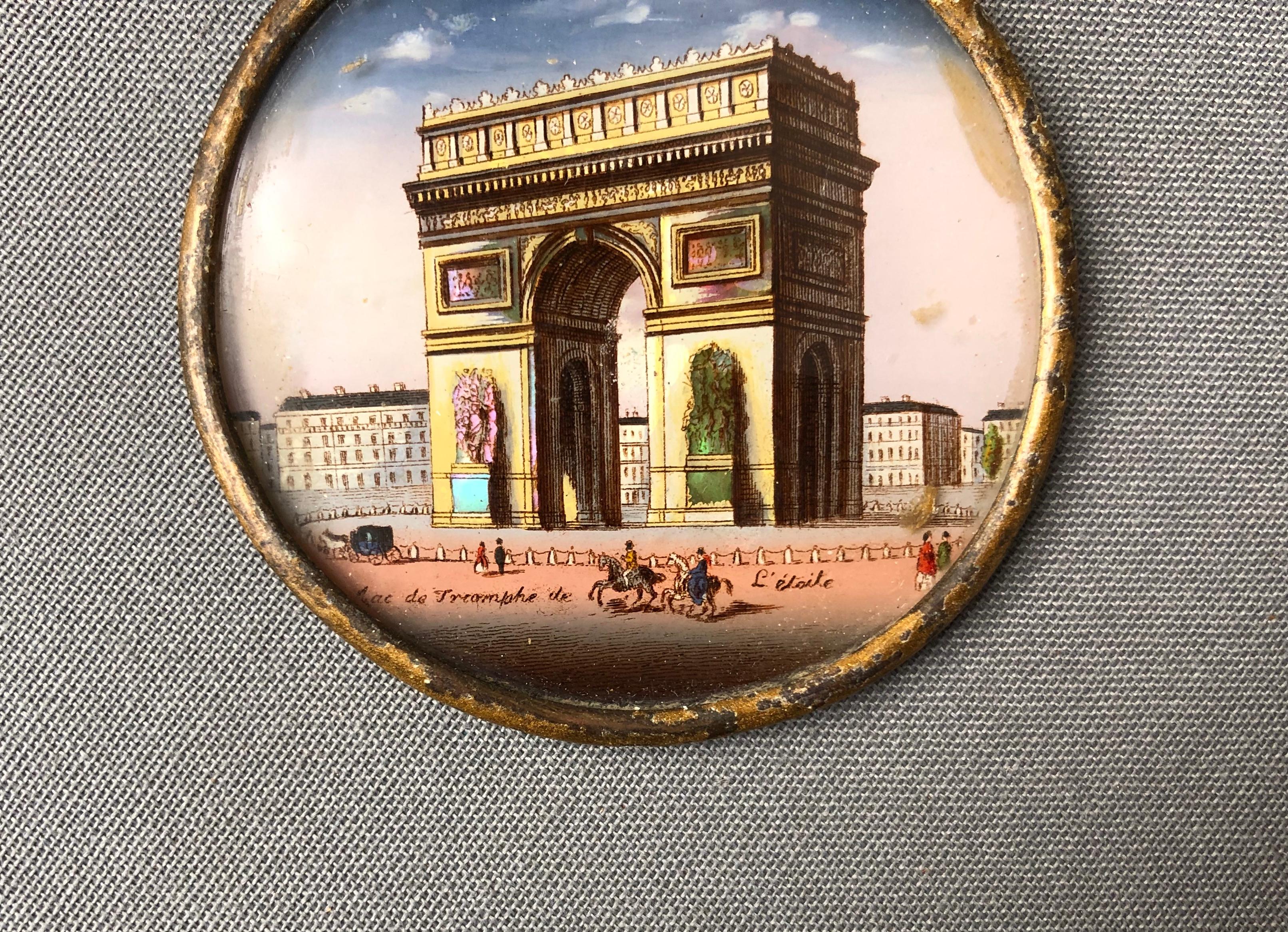 Arc De Triomphe, Painted Miniature, Souvenir from Paris - Painting by Unknown