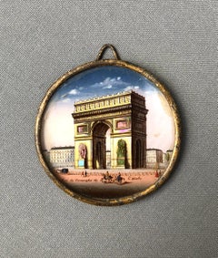 Antique Arc De Triomphe, Painted Miniature, Souvenir from Paris