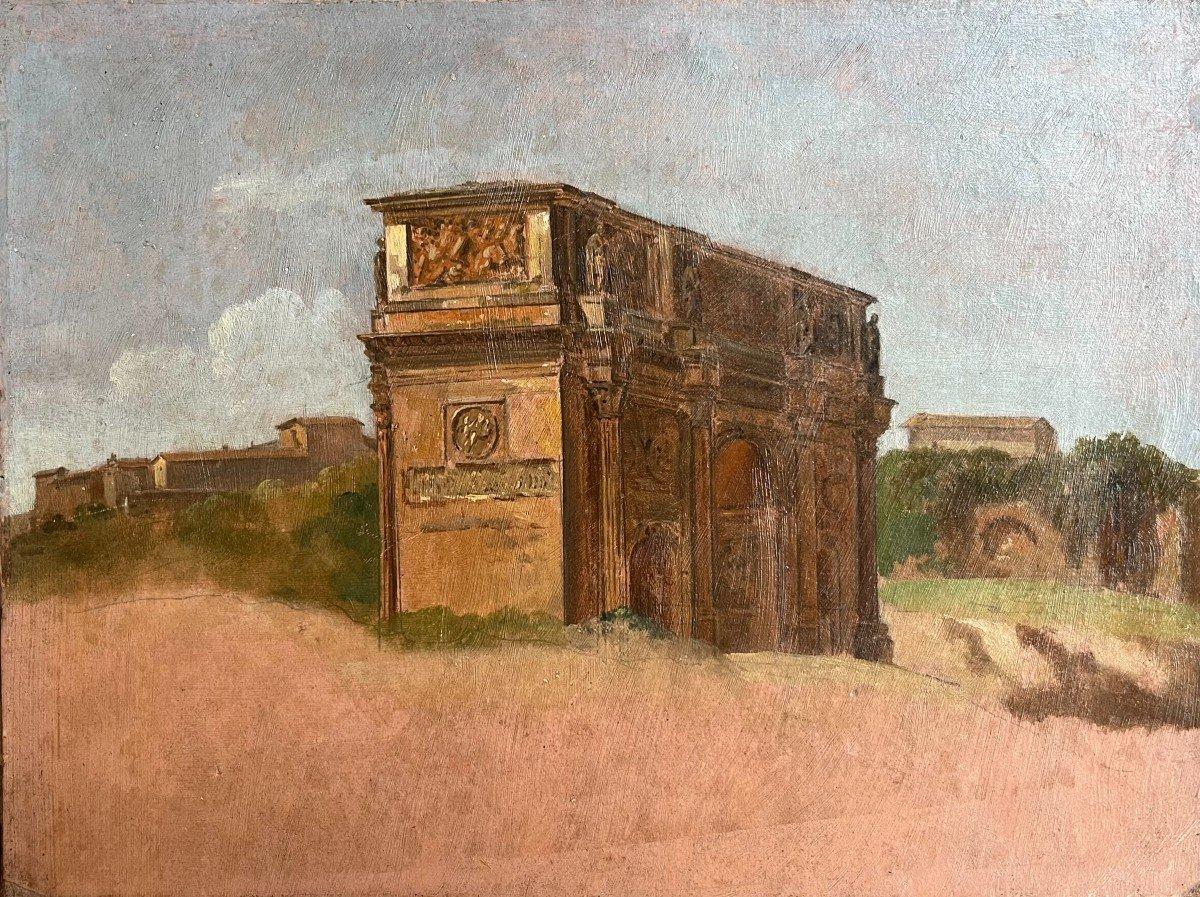 Unknown Landscape Painting – Arch of Constantine, Rom, um 1820