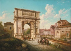 Arch of Titus, Rome - a view of the Arch and its surroundings c. 1835