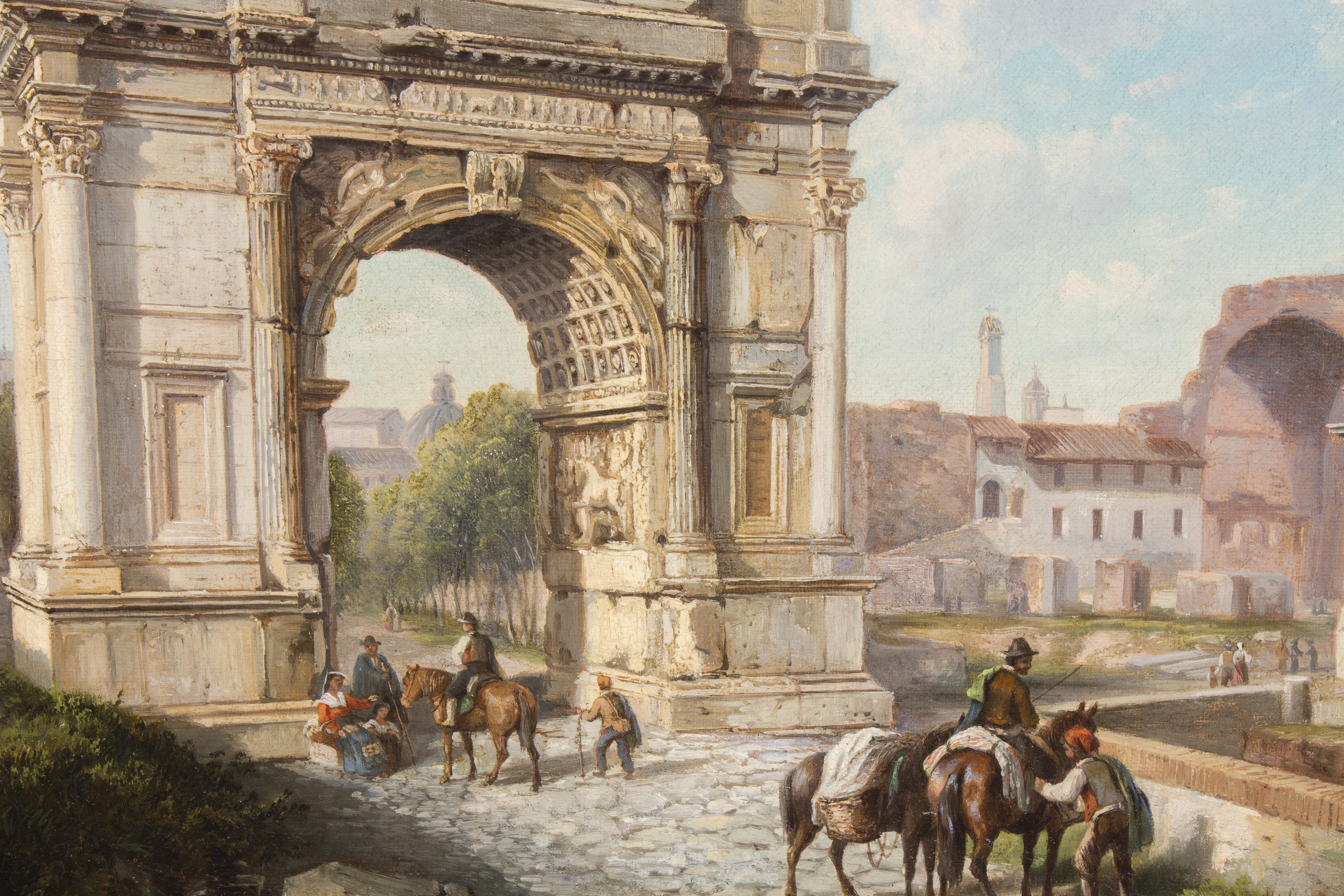 Arch of Titus, Rom – Ansicht des Bogens und seiner Umgebung um 1835 (Naturalismus), Painting, von Unknown