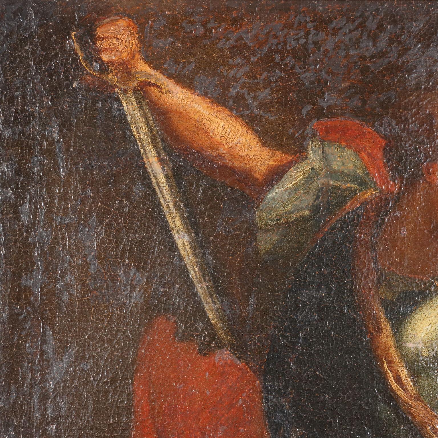 Archangel Michael defeats the Devil Oil on Canvas Italy XVII Century 3