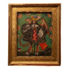 Antique Archangel with Arquebus, Cuzco School 19th Century, Peru, Oil on Canvas