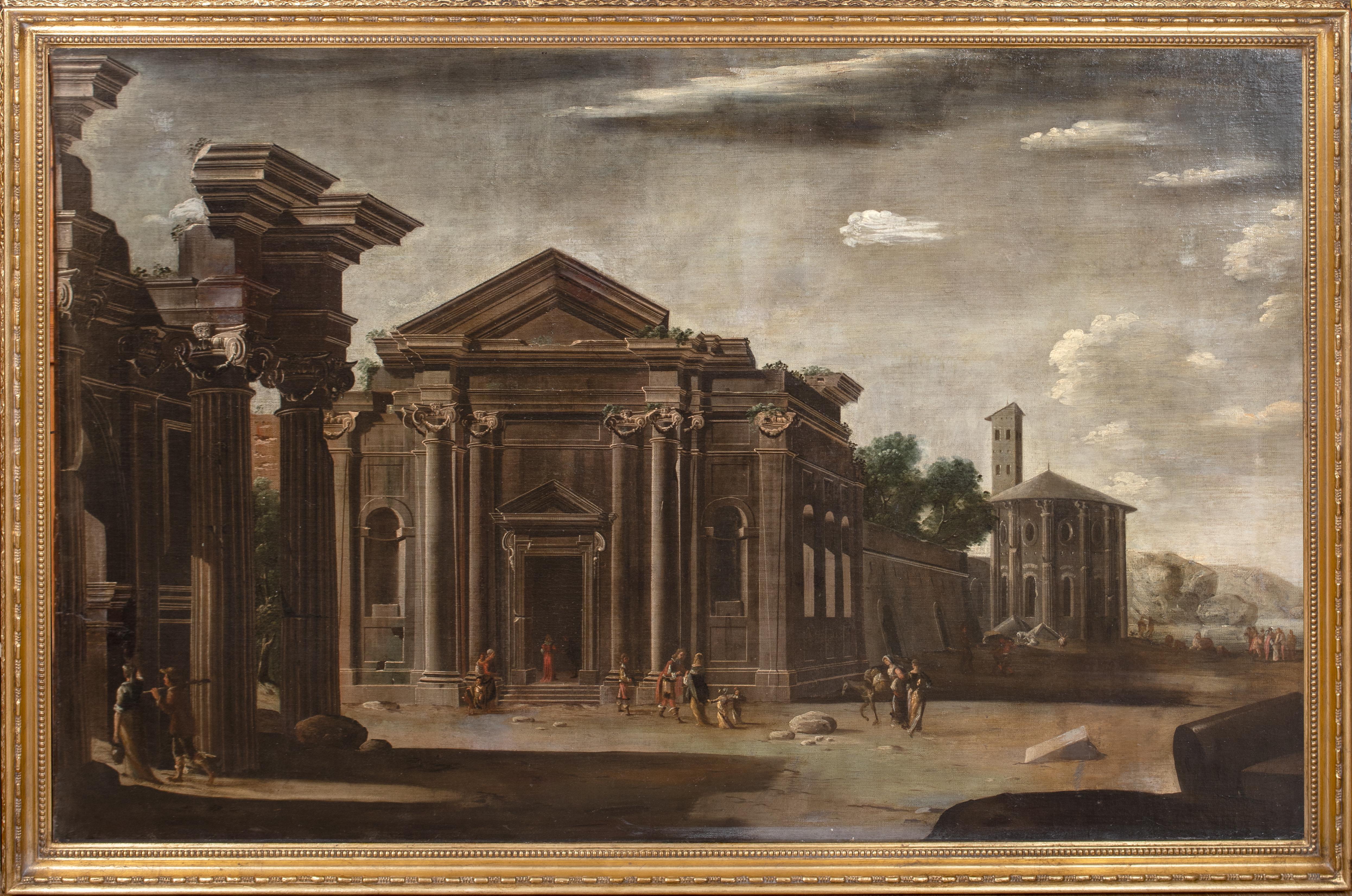 Portrait Painting di Unknown - Capriccio architettonico di Roma antica, XVII secolo Viviano Codazzi