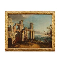 Architectural Capriccio Oil on Canvas Italy XVIII Century