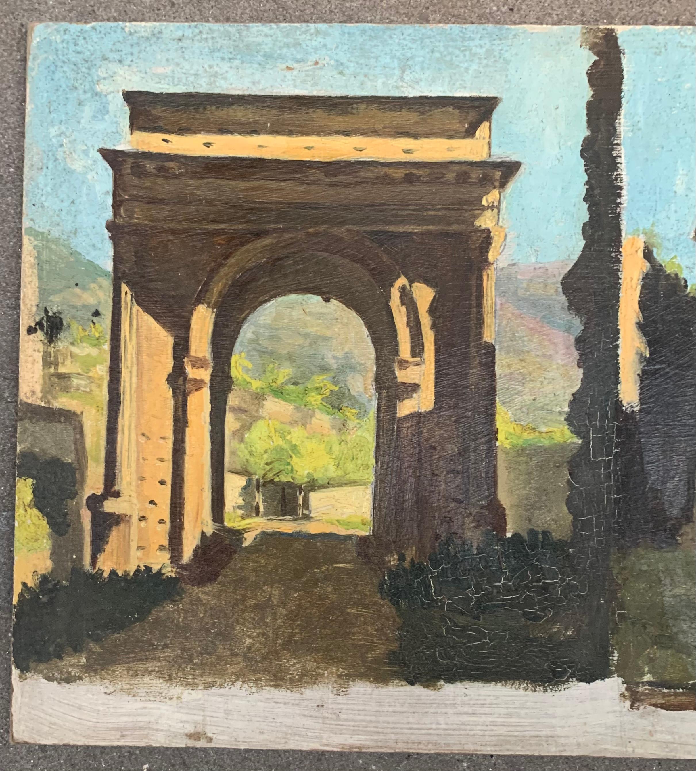 Architectural sketch of an Arch in the taste of Palladio - Painting by Unknown