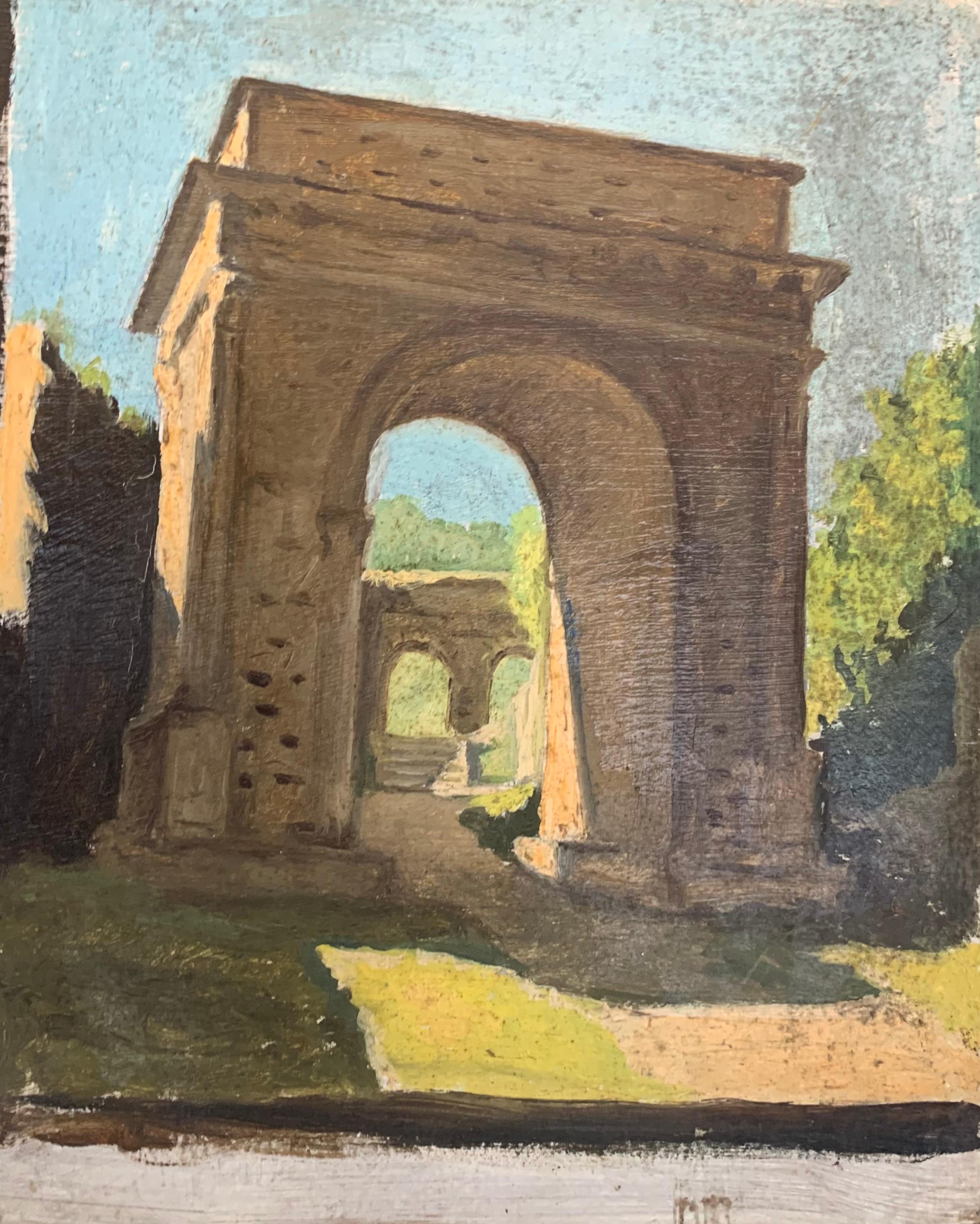 Architectural sketch of an Arch in the taste of Palladio - Academic Painting by Unknown