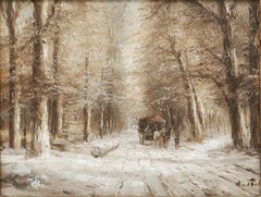 Arend van de Pol - Early 20th Century Oil, Winter Forest