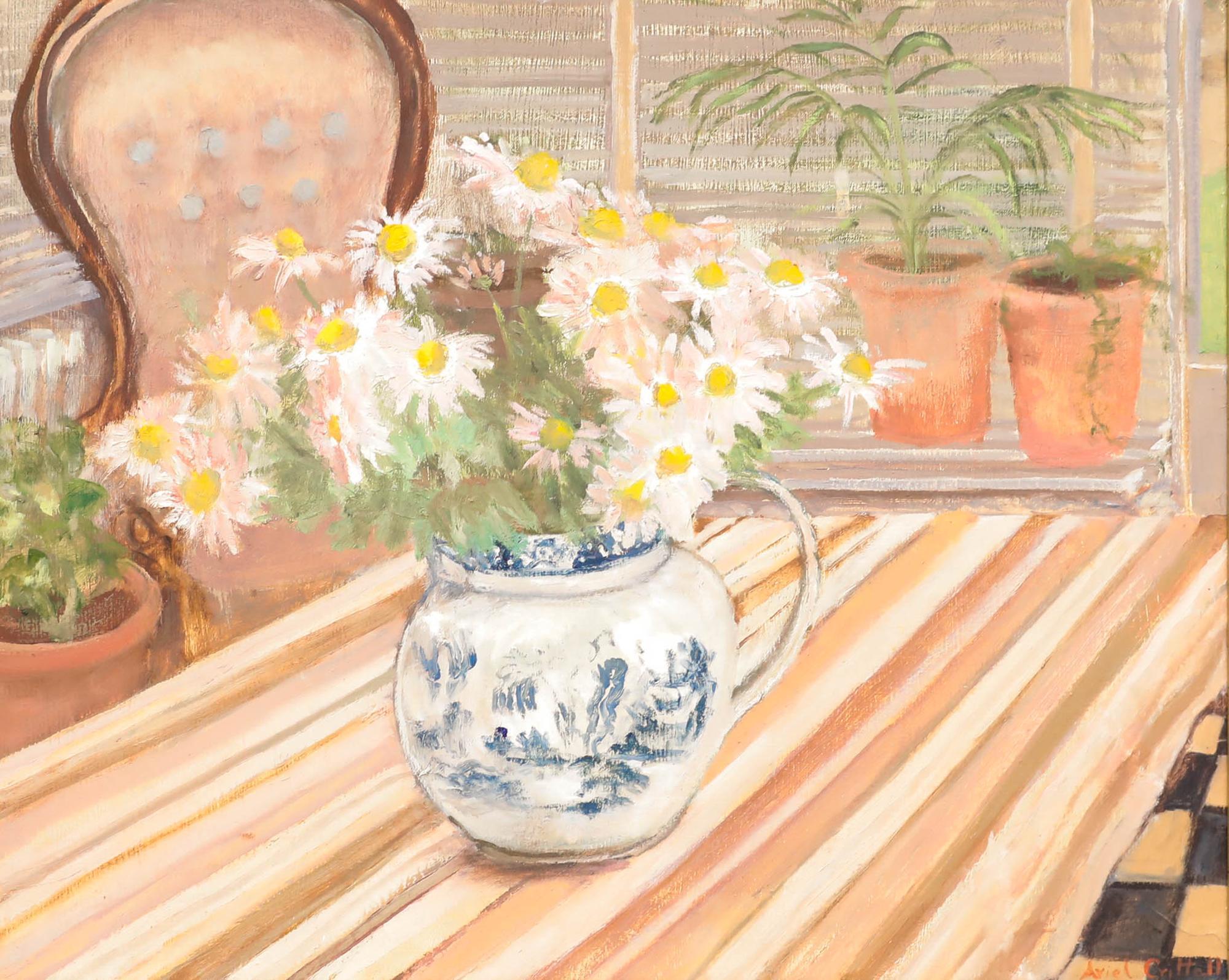 Ariel Crittall - Framed 20th Century Oil, Korean Chrysanthemums - Painting by Unknown